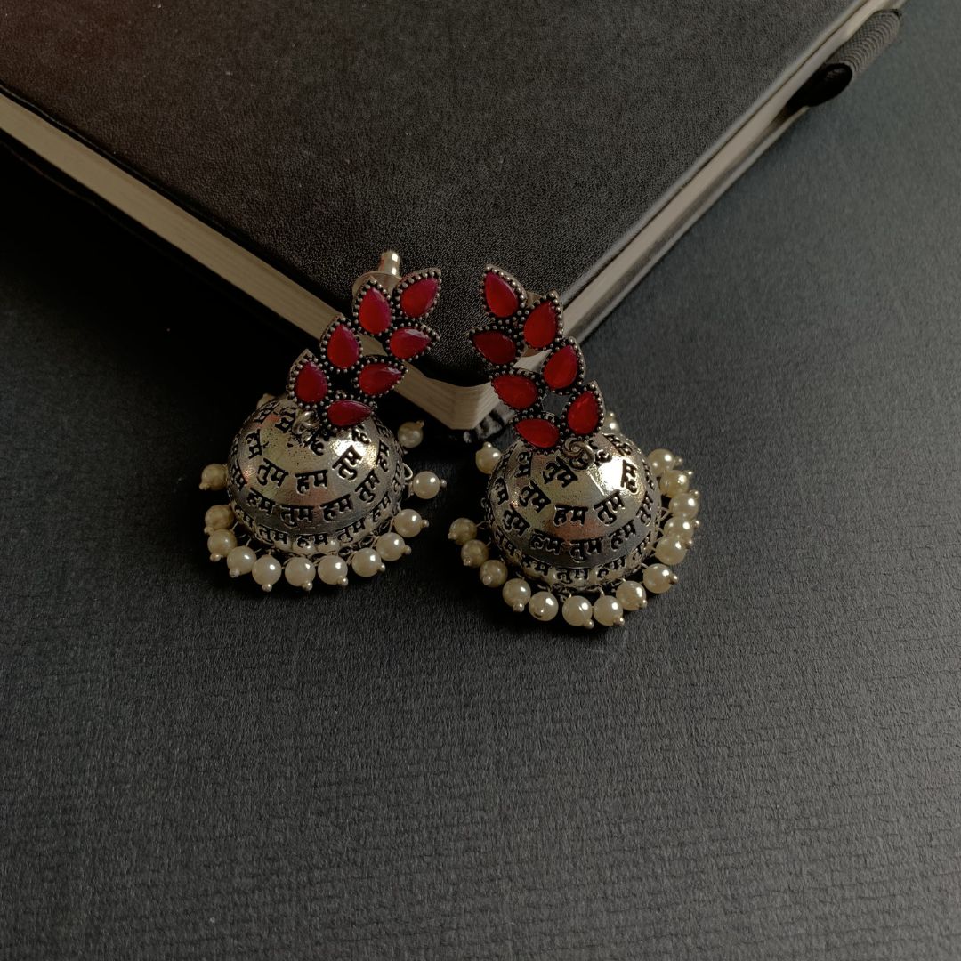 Hum Tum Oxidised Jhumka Earrings