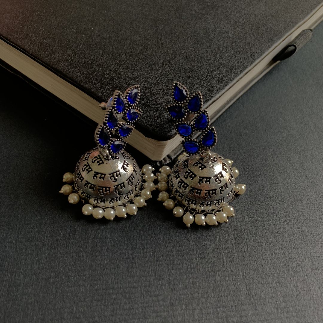 Hum Tum Oxidised Jhumka Earrings