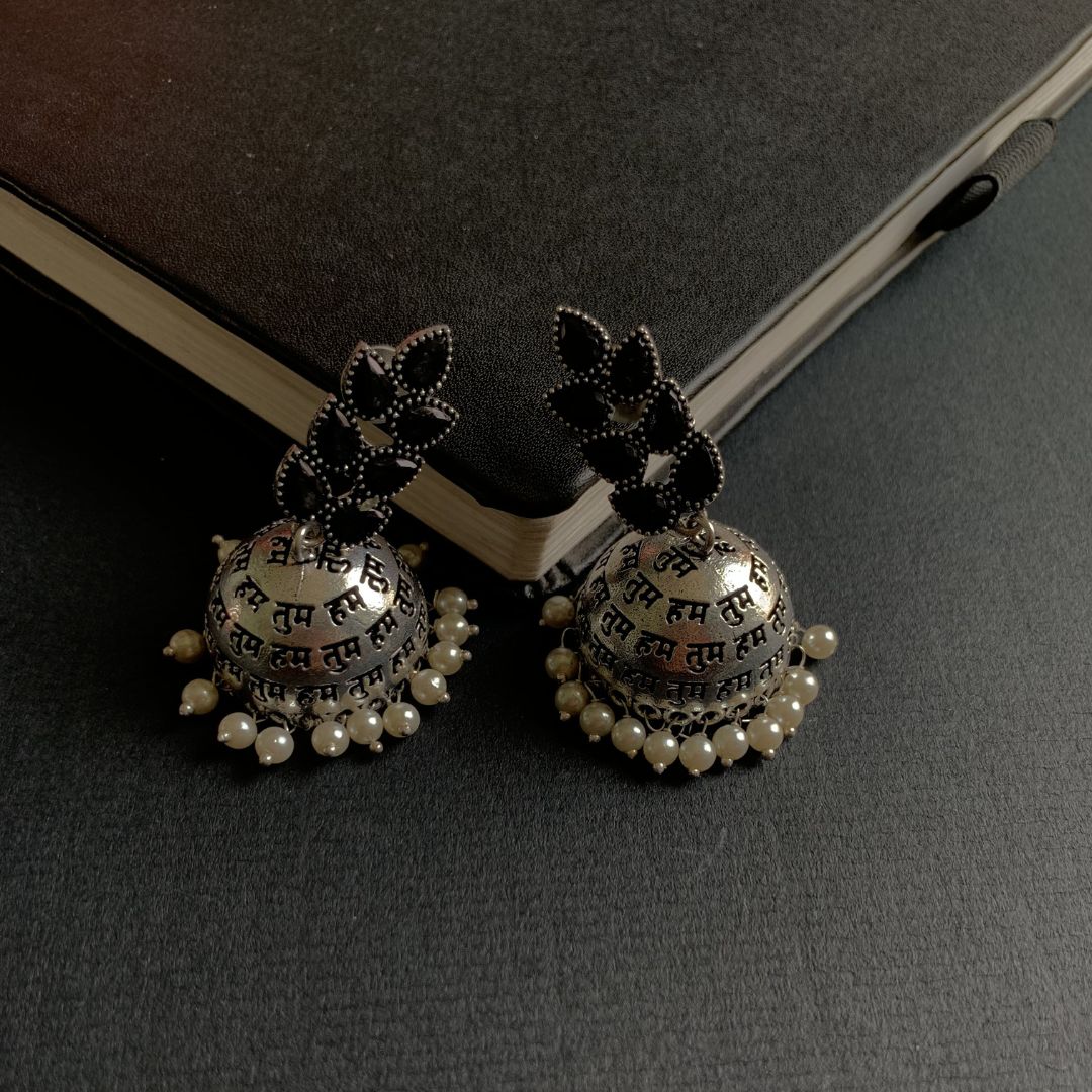 Hum Tum Oxidised Jhumka Earrings