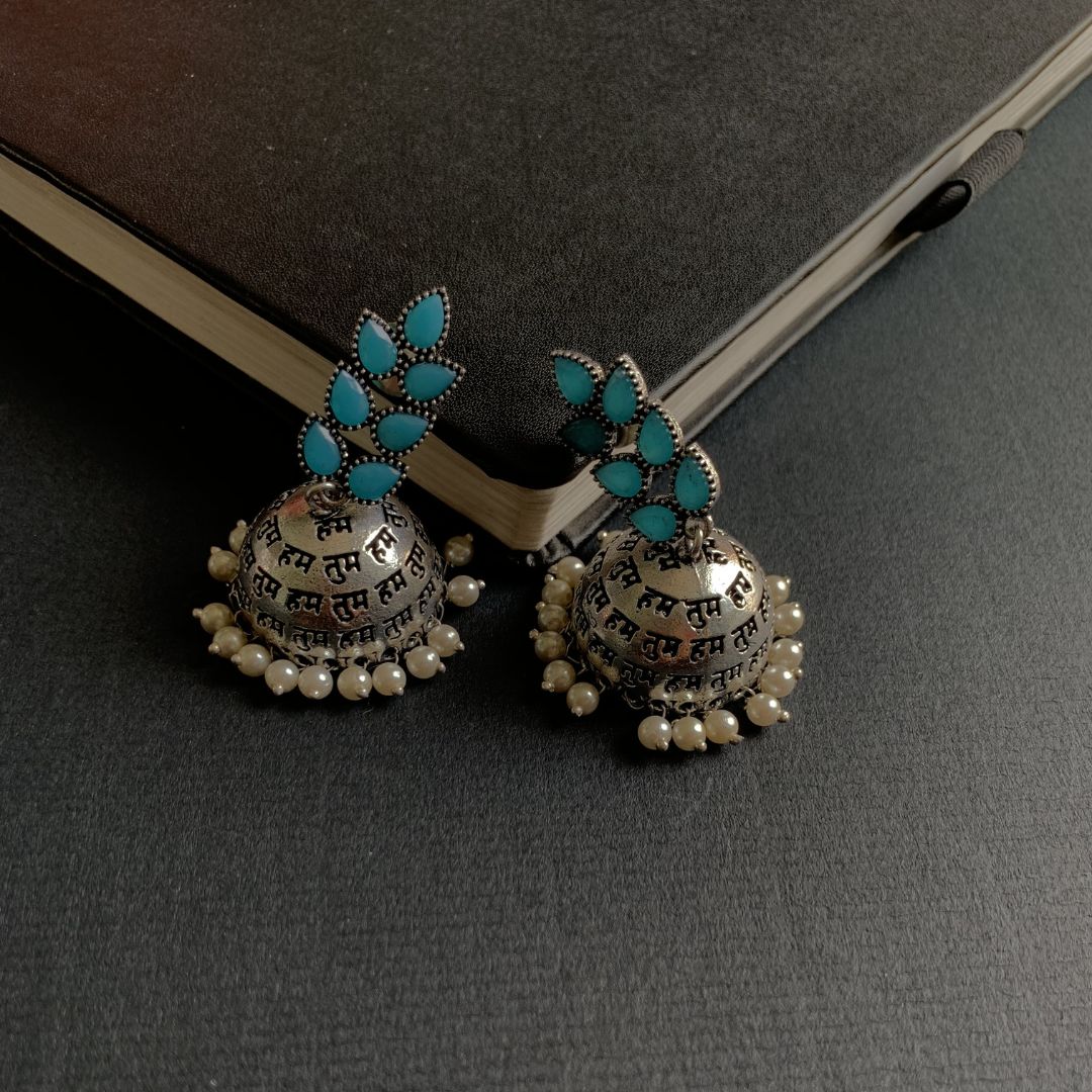 Hum Tum Oxidised Jhumka Earrings