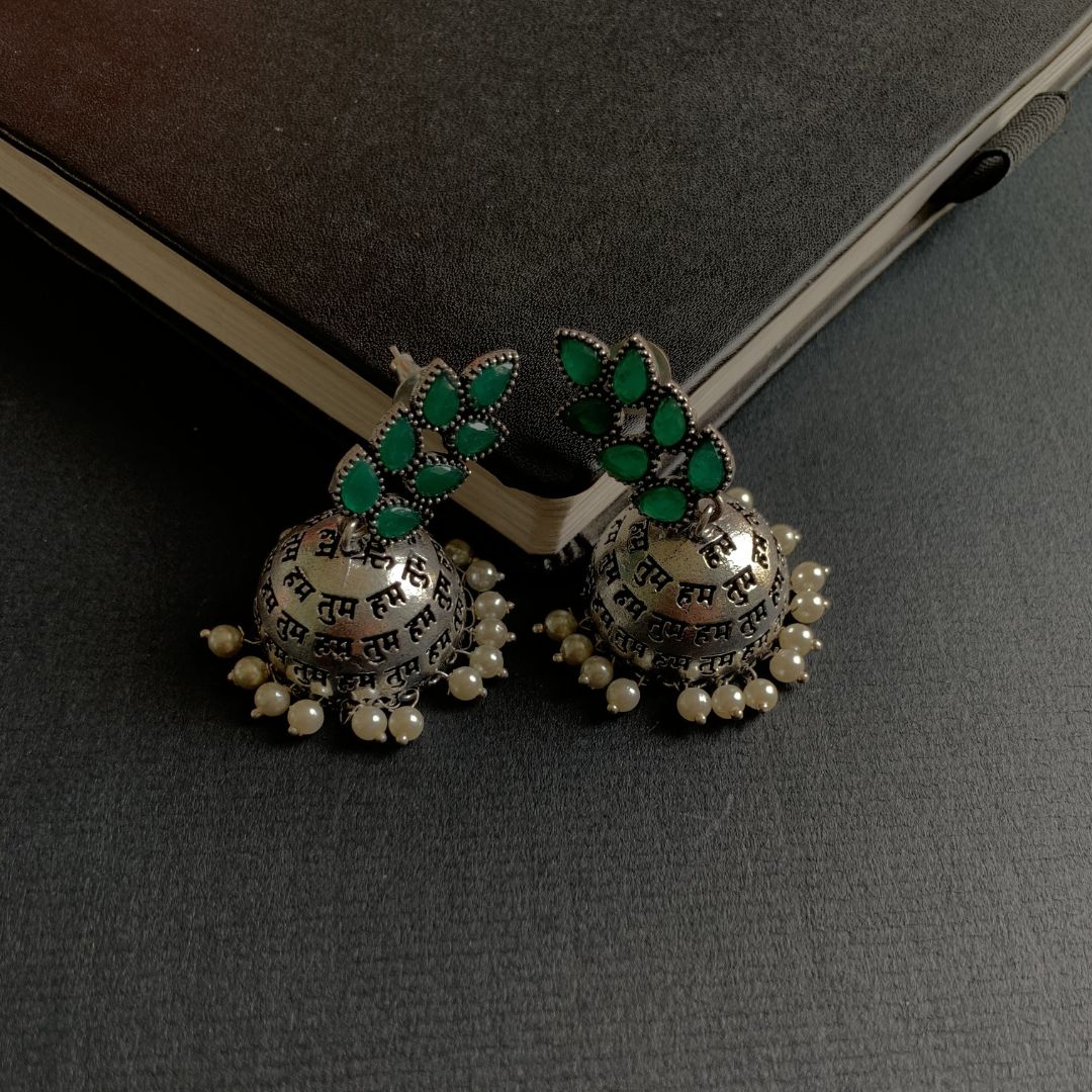 Hum Tum Oxidised Jhumka Earrings