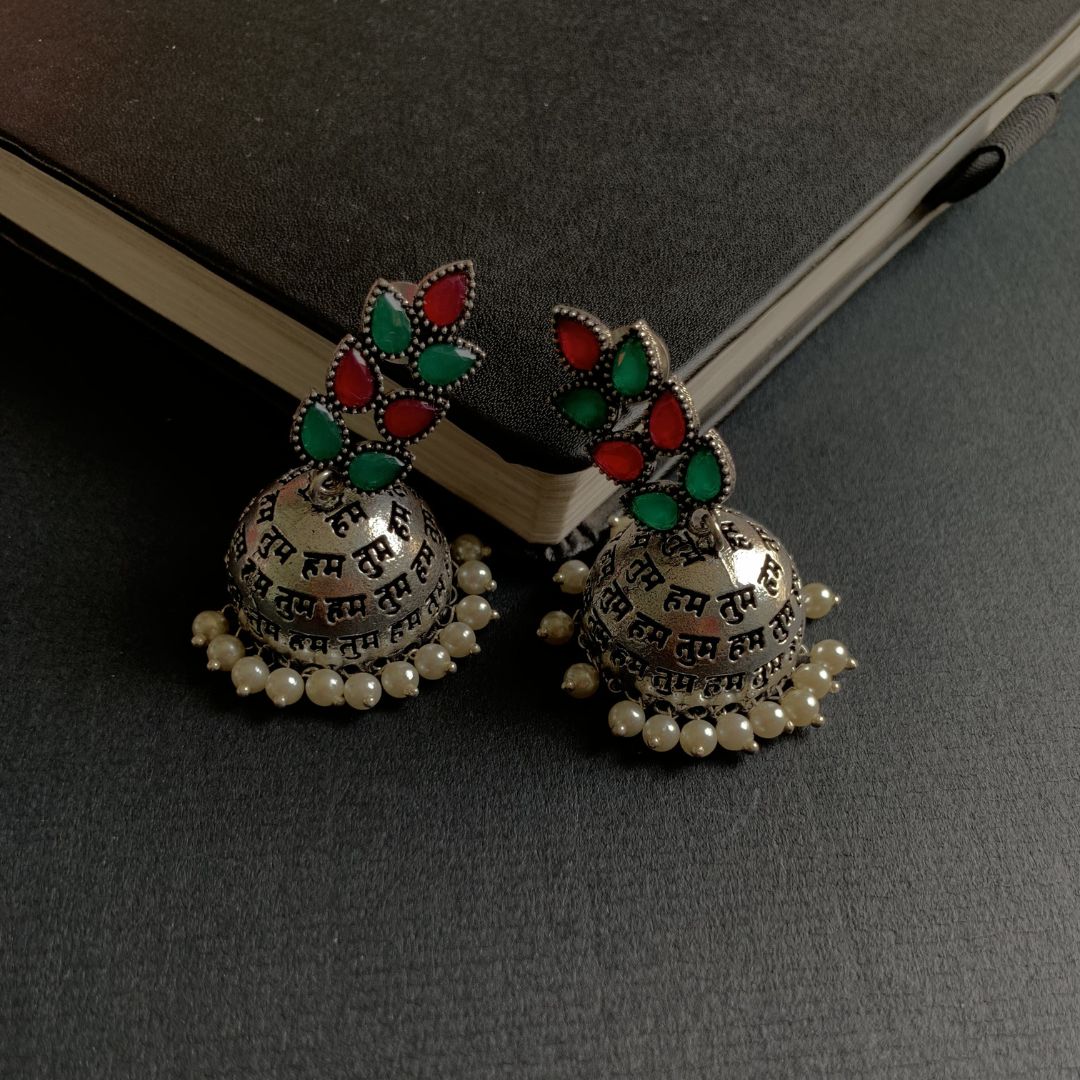 Hum Tum Oxidised Jhumka Earrings