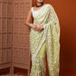 Olive Green Embroidered Organza Silk Saree