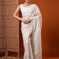 Light Grey Embroidered Organza Silk Saree