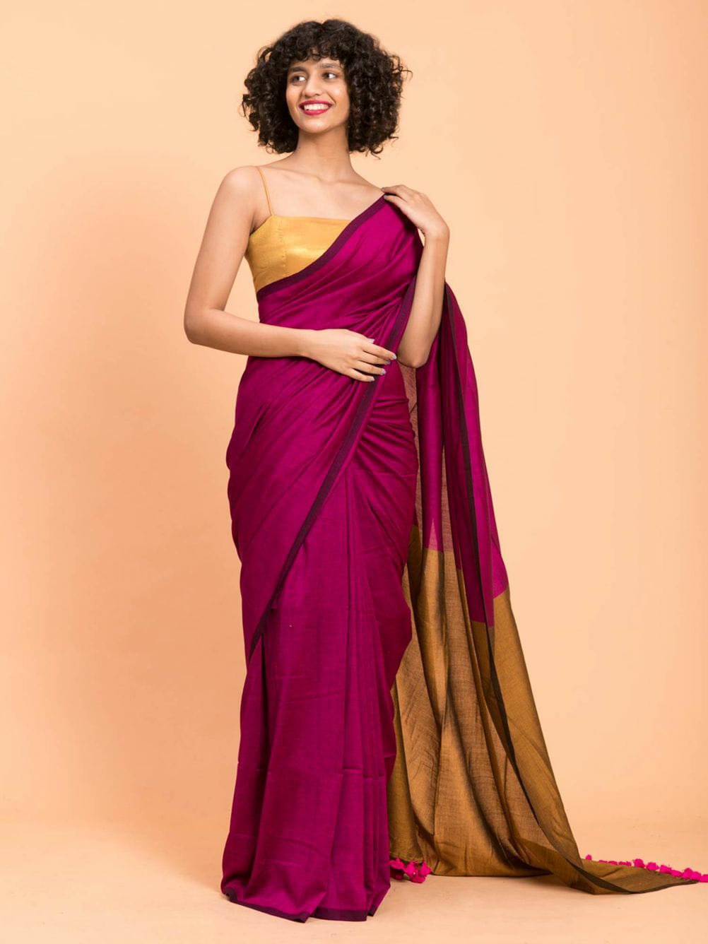 Magenta Handloom Soft Cotton Saree