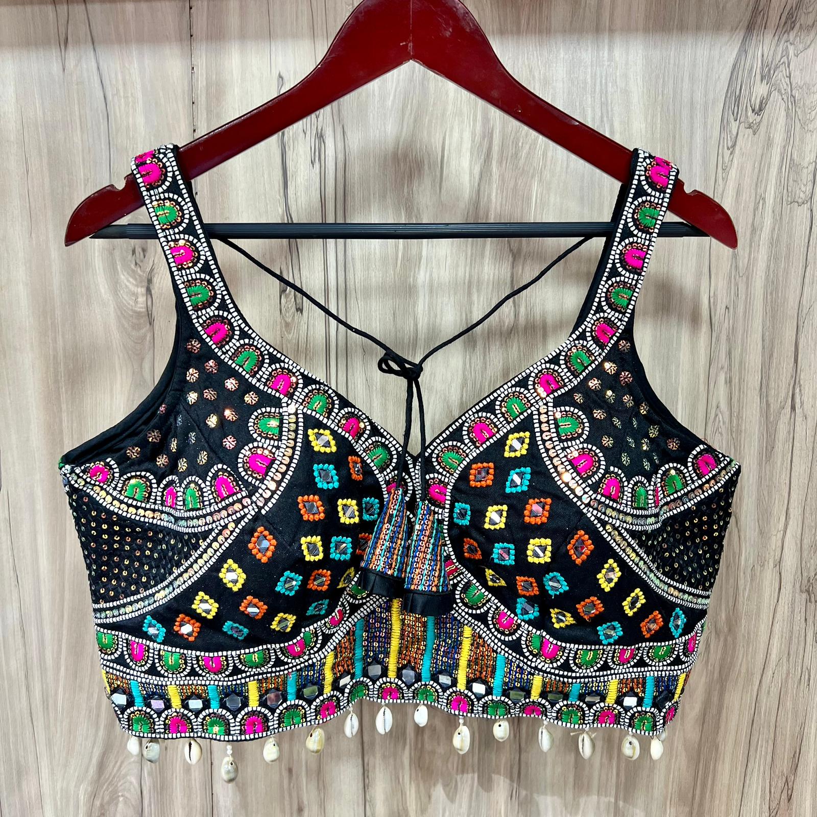 Navratri Traditional Embroidered Blouse With Real Kodis