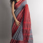 Grey & Red Handloom Cotton Saree