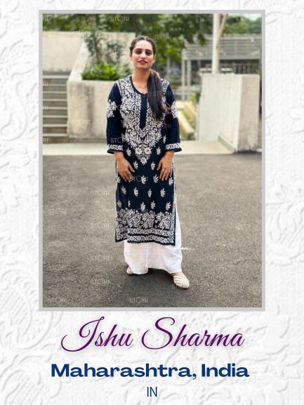 Ishu Sharma in Kaaya Navy Blue Modal Chikankari Kurti