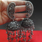  Black Polished Oxidized Jumbo Jhumkis- Navratri Special