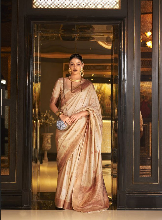 Copper Zari Handloom Silk Saree