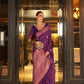 Purple/Magenta Copper Zari Handloom Silk Saree