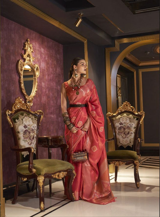 Red Zari Base Handloom Silk Saree