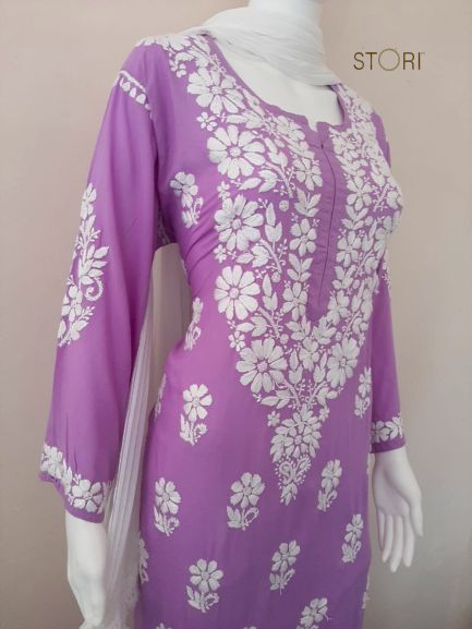 Kaaya Purple Modal Chikankari Kurti