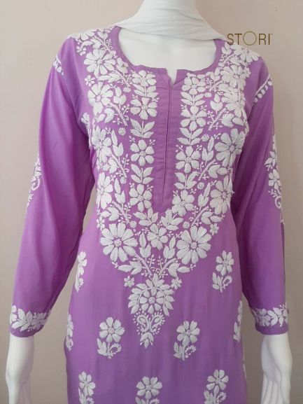 Kaaya Purple Modal Chikankari Kurti