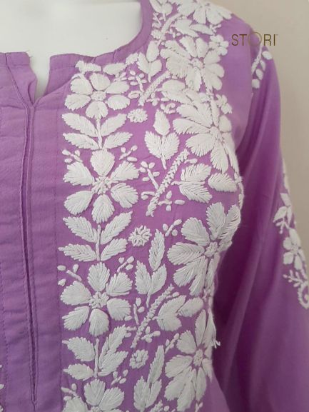 Kaaya Purple Modal Chikankari Kurti