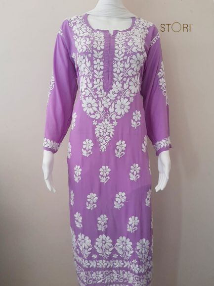 Kaaya Purple Modal Chikankari Kurti