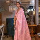 Pink Handloom Woven Linen Saree