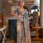 Grey Handloom Woven Linen Saree