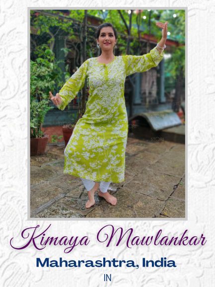 Bloom Bright Green Printed Mulmul Cotton Chikankari Kurti