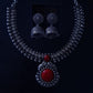 Kolhapuri Pendant Oxidised Necklace Set With Jhumki Earrings