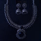 Kolhapuri Pendant Oxidised Necklace Set With Jhumki Earrings