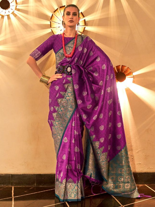 Purple Chaap Handloom Silk Saree