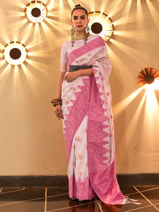 Light Pink Chaap Handloom Silk Saree