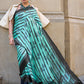 Green Printed Satin Crepe Silk Saree