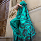 Green Printed Satin Crepe Silk Saree