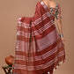 Maroon Linen Saree With Extra Ajrakh Printed Blouse