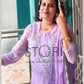 Madhavi in Lavender Ombre Style Georgette Chikankari Kurti Palazzo Dupatta Set With Mirror Work