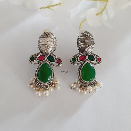 Mahua Silver Look Alike Earrings