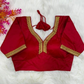 Red Soft Malai Silk Solid Single Color Blouse