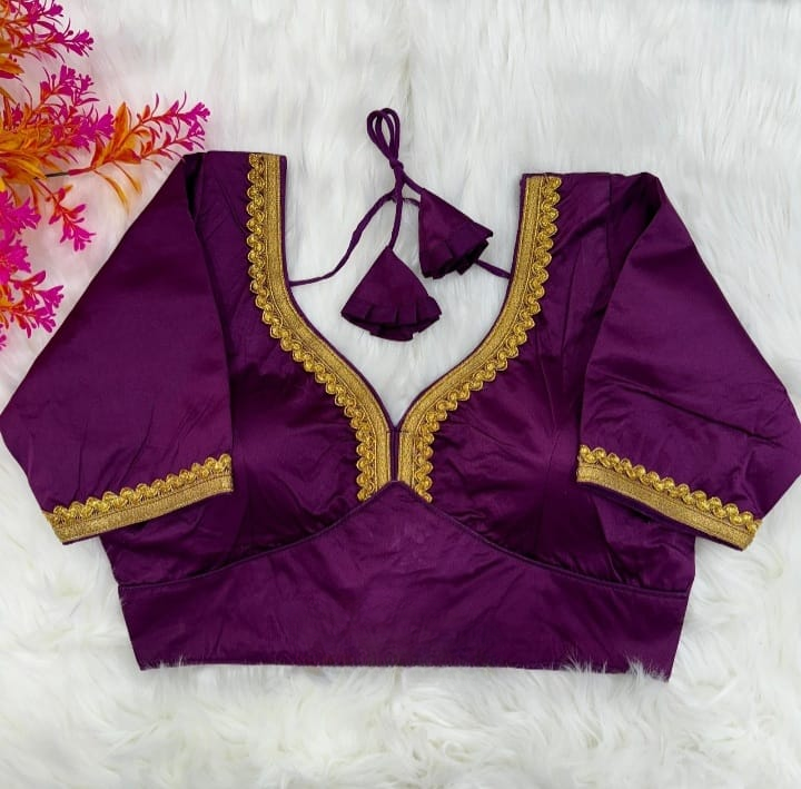 Wine Soft Malai Silk Solid Single Color Blouse