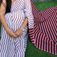 Maroon Chevron Printed Handloom Cotton Mulmul Saree