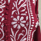 Maroon Flared Cotton Short Chikankari Kurti