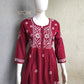 Maroon Flared Cotton Short Chikankari Kurti