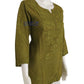 Mehendi Green Dobby Cotton Short Chikankari Kurti