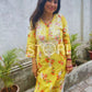 Floral Yellow Cotton Mulmul Chikankari Kurti