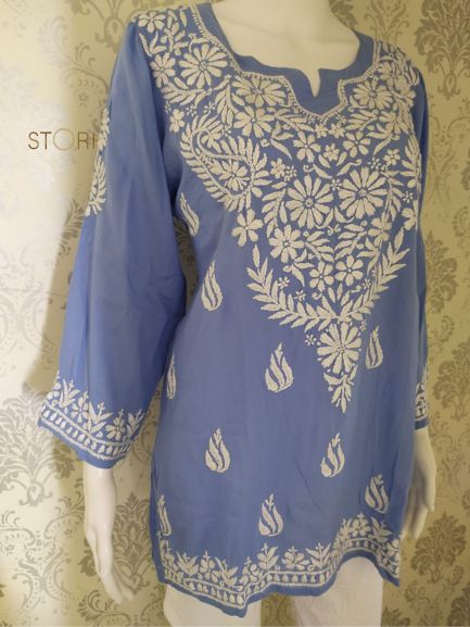 Neevya Soft Modal Handcrafted Short Chikankari Kurti