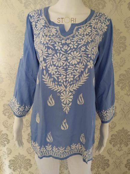 Neevya Soft Modal Handcrafted Short Chikankari Kurti