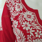 Neevya Red Soft Modal Handcrafted Short Chikankari Kurti