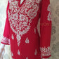 Neevya Red Soft Modal Handcrafted Short Chikankari Kurti