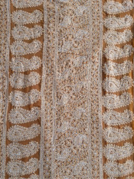 Mustard Yellow Noor Full Jaal Hand Embroidered Lucknowi Chikankari Saree