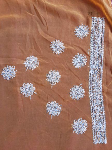 Mustard Yellow Noor Full Jaal Hand Embroidered Lucknowi Chikankari Saree