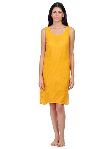 Mango Yellow Cotton Long Inner Slip