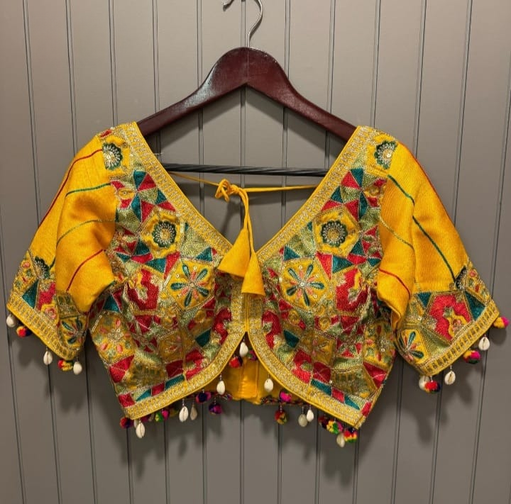 Navratri Silk Blouse With Kutchi Embroidery