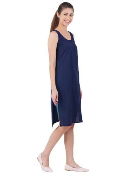 Navy Blue Cotton Long Inner Slip