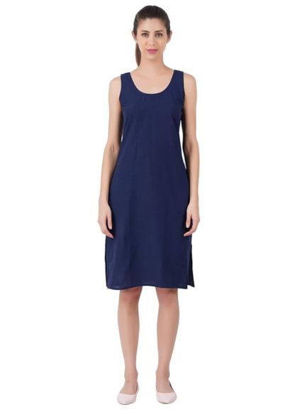 Navy Blue Cotton Long Inner Slip