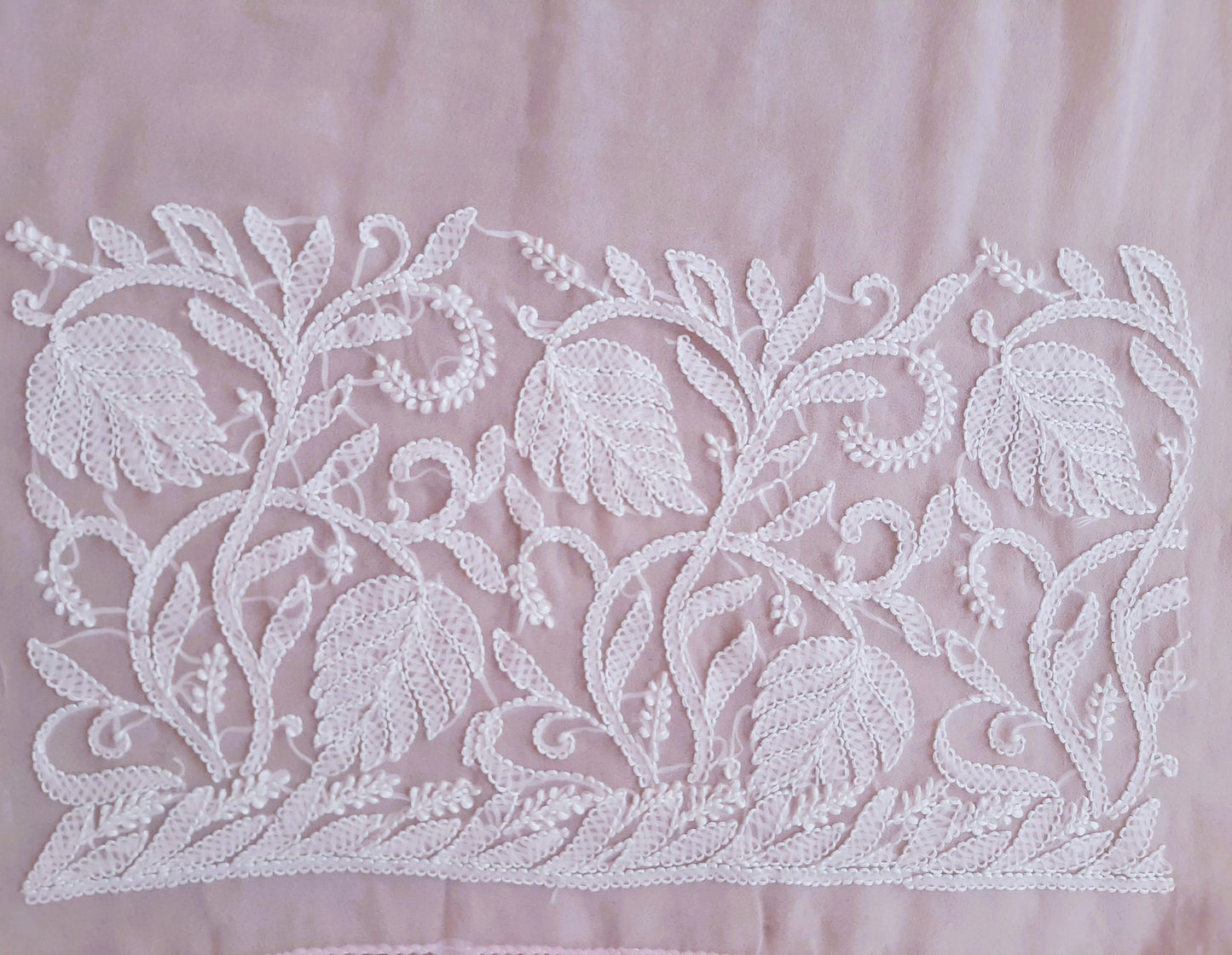 Baby Pink Noor Full Jaal Hand Embroidered Lucknowi Chikankari Saree